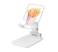Woshuwo Frites en papier rayé rose blanc support pliable pour téléphone portable hauteur réglable support de bureau portable compatible avec tous les smartphones style blanc
