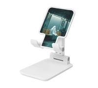 Woshuwo Ghost On The Seat of Subway Train Support pliable pour téléphone portable à angle réglable en hauteur Compatible avec tous les smartphones Blanc