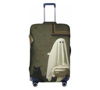 Woshuwo Ghost On The Toilet with Black Cat Housse de bagage de voyage élastique anti-poussière et anti-rayures pour valises 55,9 à 61 cm