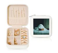 Woshuwo Ghost Reading A Book In Bed Travel Jewelry Case Organizer, PU Leather Jewelry Storage Holder for Rings Earrings Pendentifs Colliers For Girls Women