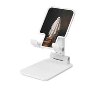 Woshuwo Ghost Standing On A Pile of Books Support pliable pour téléphone portable Angle réglable Hauteur Bureau Portable Support de téléphone portable Compatible avec tous les smartphones Blanc