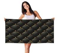 Woshuwo Golden Lines Serviette de plage en cuir texture diamant 69,5 x 140,7 cm Serviette de plage légère à séchage rapide Couverture pour les vacances