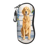 Woshuwo Golden Retriever Étui à lunettes portable Motif hortensias Blanc