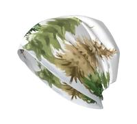 Woshuwo Group of Evergreen Trees Bonnet tricoté unisexe chaud et souple Motif tête de mort Noir