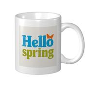 Woshuwo Hello Spring Petite tasse en céramique avec papillon orange, tasse à café élégante pour la maison et le bureau, 325 ml