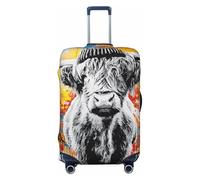 Woshuwo Highland Cattle Graffiti Street Art Housse de bagage de voyage élastique résistant à la poussière et aux rayures pour valises 55,9 à 61 cm