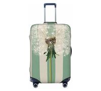Woshuwo Housse de bagage de voyage élastique avec motif pissenlit sur fond beige à rayures vert clair résistant à la poussière et aux rayures pour valises de 55,9 à 61 cm