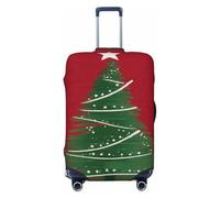 Woshuwo Housse de bagage de voyage élastique en forme de sapin de Noël avec étoile sur fond rouge, résistant à la poussière et aux rayures pour valises de 55,9 à 61 cm