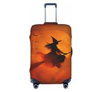 Woshuwo Housse de bagage de voyage élastique magique sorcière sur un balai pour Halloween, résistante à la poussière, aux rayures, pour valise, 55,9 à 61 cm