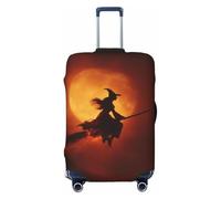 Woshuwo Housse de bagage de voyage élastique magique sorcière sur un balai pour Halloween, résistante à la poussière, aux rayures, pour valise, 55,9 à 61 cm