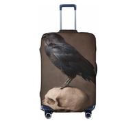 Woshuwo Housse de bagage élastique en forme de corbeau perché sur le dessus d'un crâne - Anti-poussière et anti-rayures - Pour valise de 55,9 à 61 cm