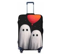 Woshuwo Housse de bagage élastique en forme de cœur pour couple de fantômes mignons - Protection contre la poussière et les rayures - Pour valise de 55,9 à 61 cm