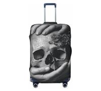 Woshuwo Housse de protection élastique à deux mains tenant une tête de mort, résistante à la poussière et aux rayures, pour valises de 55,9 à 61 cm