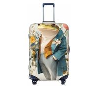 Woshuwo Housse de protection élastique en forme de grenouille mignonne portant un costume pour valises de 55,9 à 61 cm