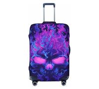 Woshuwo Housse de protection élastique en forme de tête de mort avec flammes noires et violettes pour valises de 55,9 à 61 cm