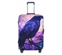 Woshuwo Housse de protection élastique en verre teinté pour valise, résistante à la poussière et aux rayures, motif corbeau noir sur branche de 55,9 à 61 cm