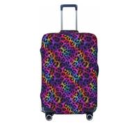 Woshuwo Housse de protection élastique irisée et résistante à la poussière et aux rayures, motif léopard arc-en-ciel nacré pour valises de 55,9 à 61 cm