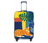 Woshuwo Housse de protection élastique pour valise, anti-poussière, anti-rayures, motif chat tigré, minimaliste, couleur détendue, 55,9 à 61 cm