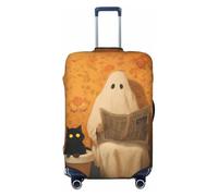Woshuwo Housse de protection élastique pour valise de voyage, motif fantôme assis sur les toilettes, lecture journal, protection contre la poussière et les rayures, convient pour 55,9 à 61 cm