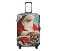 Woshuwo Housse de protection élastique pour valise, motif Père Noël et animaux, lapins, perroquet, tigre, anti-poussière, résistante aux rayures, convient pour 55,9 à 61 cm