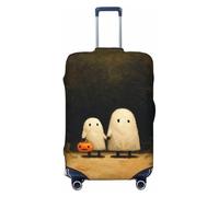 Woshuwo Housse de protection élastique pour valise, résistante à la poussière et aux rayures, avec deux fantômes mignons pour chemins forestiers, 55,9 à 61 cm