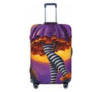 Woshuwo Housse de protection élastique pour valise, résistante à la poussière et aux rayures, convient pour Halloween, sorcière tenant un balai, 55,9 à 61 cm