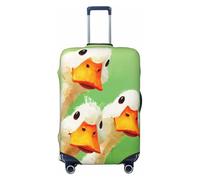 Woshuwo Housse de protection élastique pour valise, résistante à la poussière et aux rayures, motif canards souriants blancs et mignons, convient pour 55,9 à 61 cm