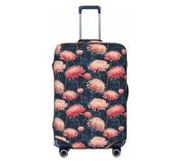 Woshuwo Housse de protection élastique pour valise, résistante à la poussière et aux rayures, motif chrysanthèmes roses, 55,9 à 61 cm