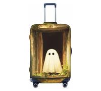 Woshuwo Housse de protection élastique pour valise, résistante à la poussière et aux rayures, motif fantôme mignon qui regarde, vieille fenêtre, jardin, 55,9 à 61 cm