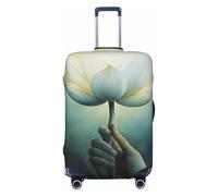 Woshuwo Housse de protection élastique pour valise, résistante à la poussière et aux rayures, motif fleur de lotus blanche, surréalisme, 55,9 à 61 cm