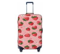 Woshuwo Housse de protection élastique pour valise, résistante à la poussière et aux rayures, motif fraises, petites fleurs et cœurs, 55,9 à 61 cm