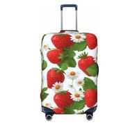 Woshuwo Housse de protection élastique pour valise, résistante à la poussière et aux rayures, motif fraises rouges, petites marguerites blanches, 55,9 à 61 cm