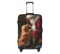 Woshuwo Housse de protection élastique pour valise, résistante à la poussière et aux rayures, motif Père Noël, son golden retriever, 55,9 à 61 cm