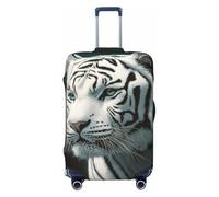 Woshuwo Housse de protection élastique pour valise, résistante à la poussière et aux rayures, motif tigre blanc, 55,9 à 61 cm