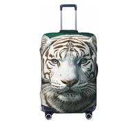 Woshuwo Housse de protection élastique pour valise, résistante à la poussière et aux rayures, motif tigre blanc sur émeraude, 55,9 à 61 cm