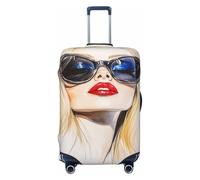 Woshuwo Housse de protection élastique pour valise, résistante à la poussière et aux rayures, pour femme blonde avec lunettes de soleil, 55,9 à 61 cm