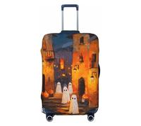 Woshuwo Housse de protection élastique pour valise, résistante à la poussière et aux rayures, pour Halloween, nuit, fantômes, vieille ville, 55,9 à 61 cm