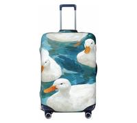 Woshuwo Housse de protection élastique pour valises de voyage Motif canards blancs nagant sur l'eau Résistant à la poussière et aux rayures 55,9 à 61 cm