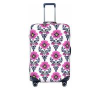 Woshuwo Housse de protection élastique pour valises de voyage - Motif pensées traditionnelles - Rose fluo - Résistante à la poussière et aux rayures - Pour valise de 55,9 à 61 cm