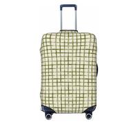 Woshuwo Housse de protection minimaliste pour bagages de voyage élastique beige souple à grille verte résistante à la poussière et aux rayures pour valises de 55,9 à 61 cm