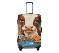 Woshuwo Housse de protection pour valises de voyage vintage avec motif vache marron et blanche - Résistante à la poussière et aux rayures - Pour valise de 55,9 à 61 cm
