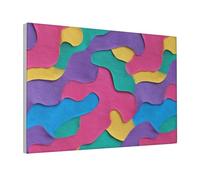 Woshuwo Impression sur toile de formes ondulées fluides dans les couleurs - Art mural esthétique - Peinture pour dortoir et salon - 30 x 45 cm encadrée