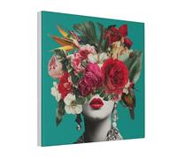 Woshuwo Impression sur toile imprimée de fleurs tropicales féminines sur la tête pour dortoir, chambre à coucher, salon, 30 x 30 cm encadrée