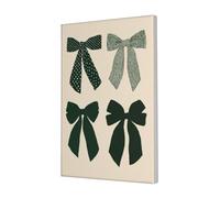 Woshuwo Impression sur toile imprimée minimaliste 4 nœuds verts profonds sur toile beige pour dortoir, chambre à coucher, salon, 30 x 45 cm encadrée