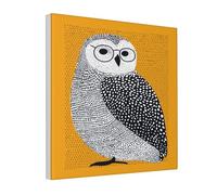 Woshuwo Impression sur toile minimaliste et mignonne petite chouette avec lunettes pour dortoir, chambre à coucher, salon, 30 x 30 cm encadrée