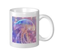 Woshuwo Jelly Fish Tasse en céramique irisée de couleur pastel arc-en-ciel - Tasse à café élégante pour la maison et le bureau - 325 ml