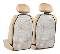 Woshuwo Lot de 2 protections de siège de voiture en marbre beige crème avec poches de rangement pour protéger de la saleté, de la boue et des rayures