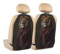 Woshuwo Lot de 2 protections de siège de voiture Lion à l'époque victorienne - Avec poches de rangement pour protéger de la saleté, de la boue et des rayures
