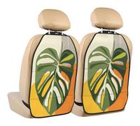 Woshuwo Lot de 2 protections de siège de voiture motif feuilles de Monstera Boho avec poches de rangement pour protéger de la saleté, de la boue et des rayures
