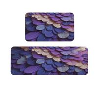 Woshuwo Lot de 2 tapis de cuisine antidérapants avec plumes de chouette violet et lavande